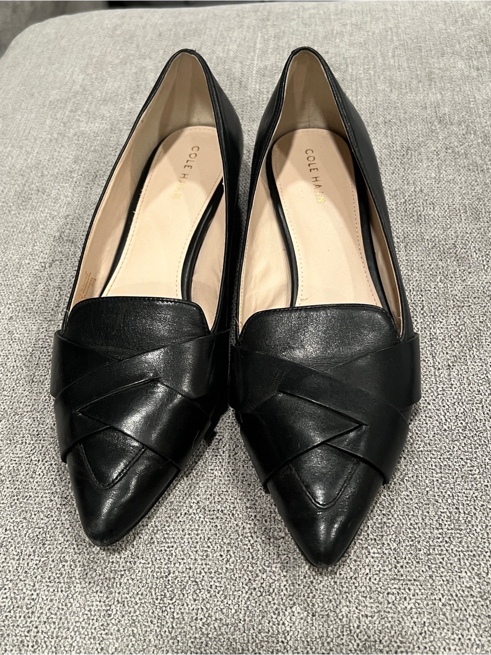 Cole Haan Camila Black Leather Skimmer Flats - Size 7